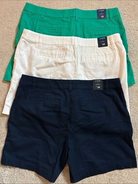 J. Crew NWT Women's Shorts Trio - Green, White, Navy